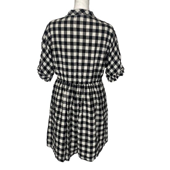 Anthropologie PORRIDGE Women Checker Dress Size M W/B Short Sleeve Gingham 2-20 - Picture 3 of 14
